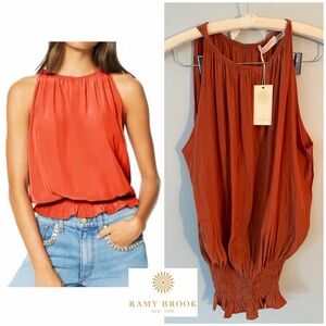 NWT - Ramy Brook Terracotta Orange Sleeveless Lauren Blouse (L)